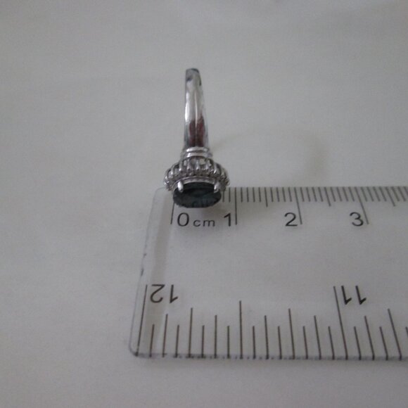 Platinum Pt900 Sapphire Diamond Ring - Picture 5 of 7